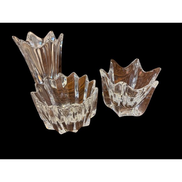 3 Signed ORREFORS Crystal Tulip Bowls - Picture 9 of 9